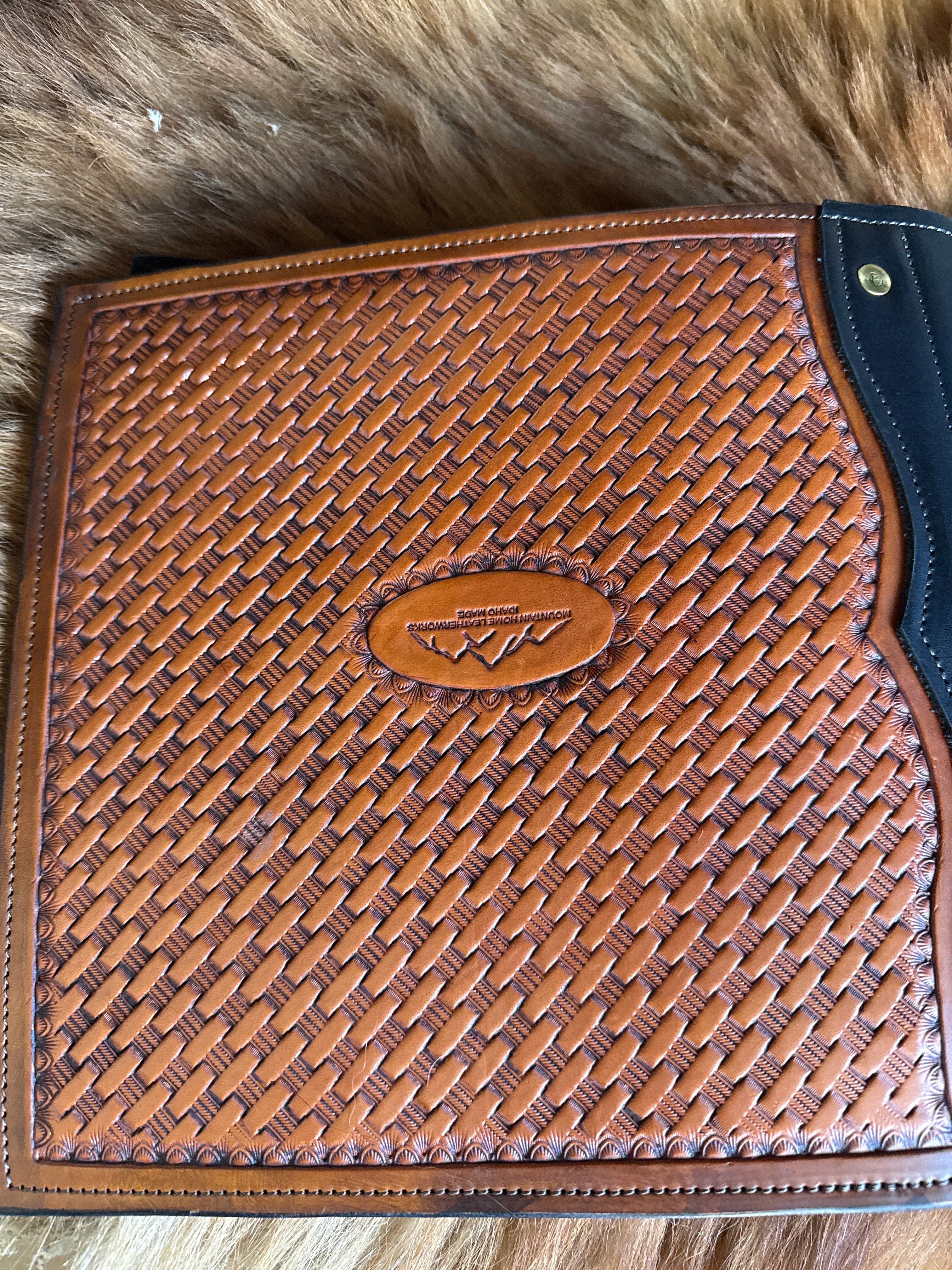 Tooled leather Three ring binder