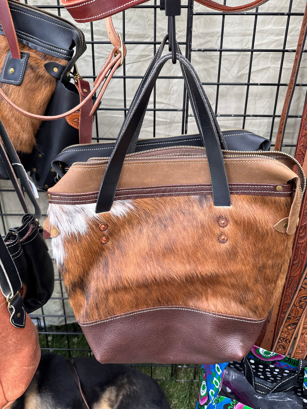 Leather tote bag