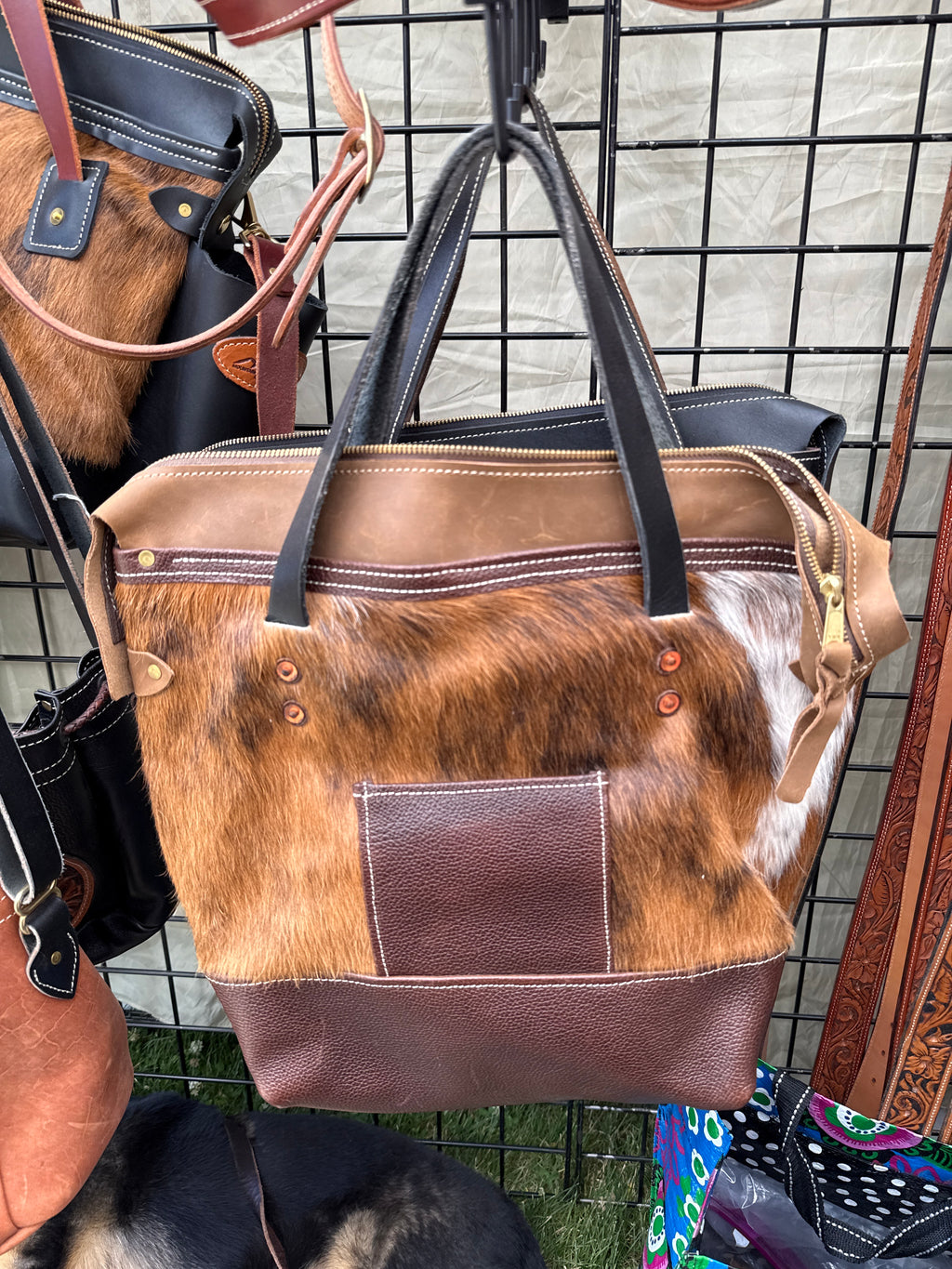 Leather tote bag