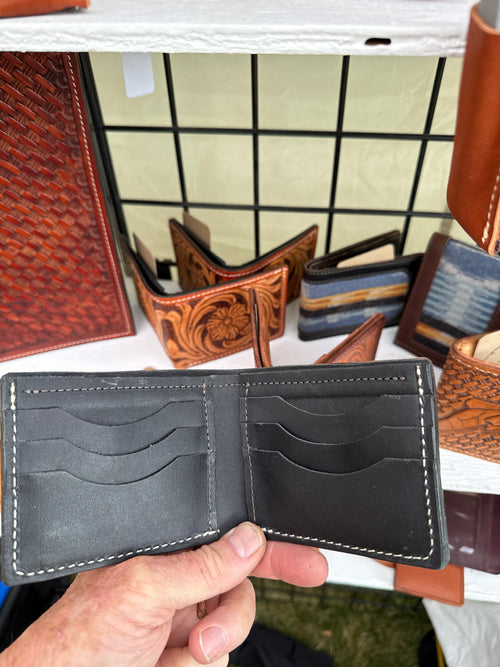 Bifold wallet floral and vine tooling