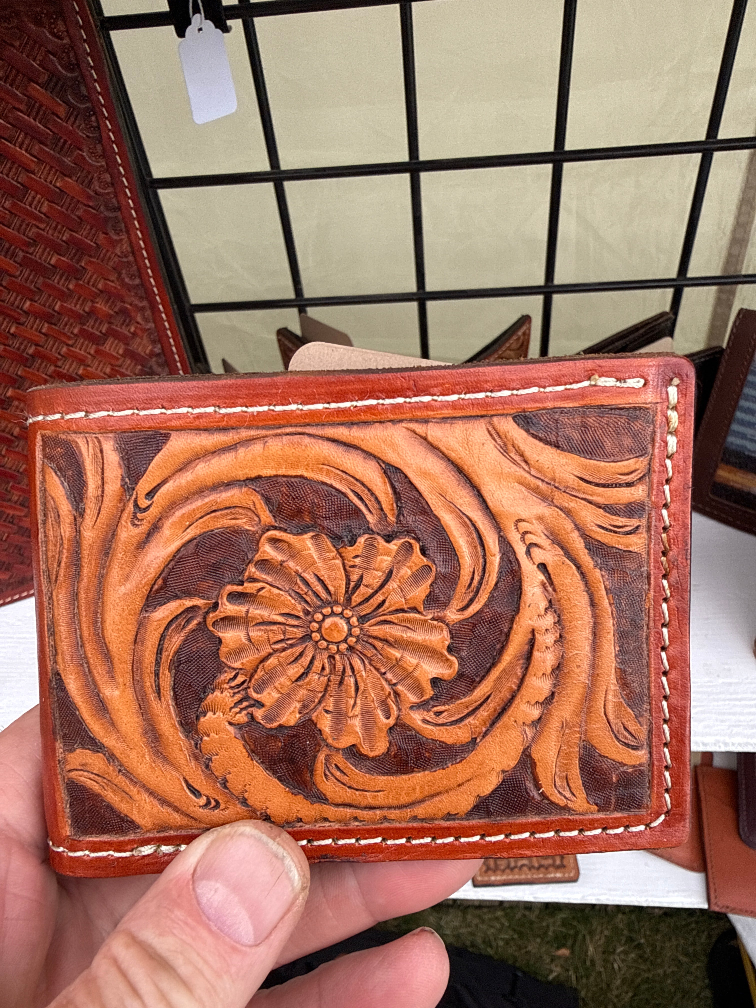Bifold wallet floral and vine tooling