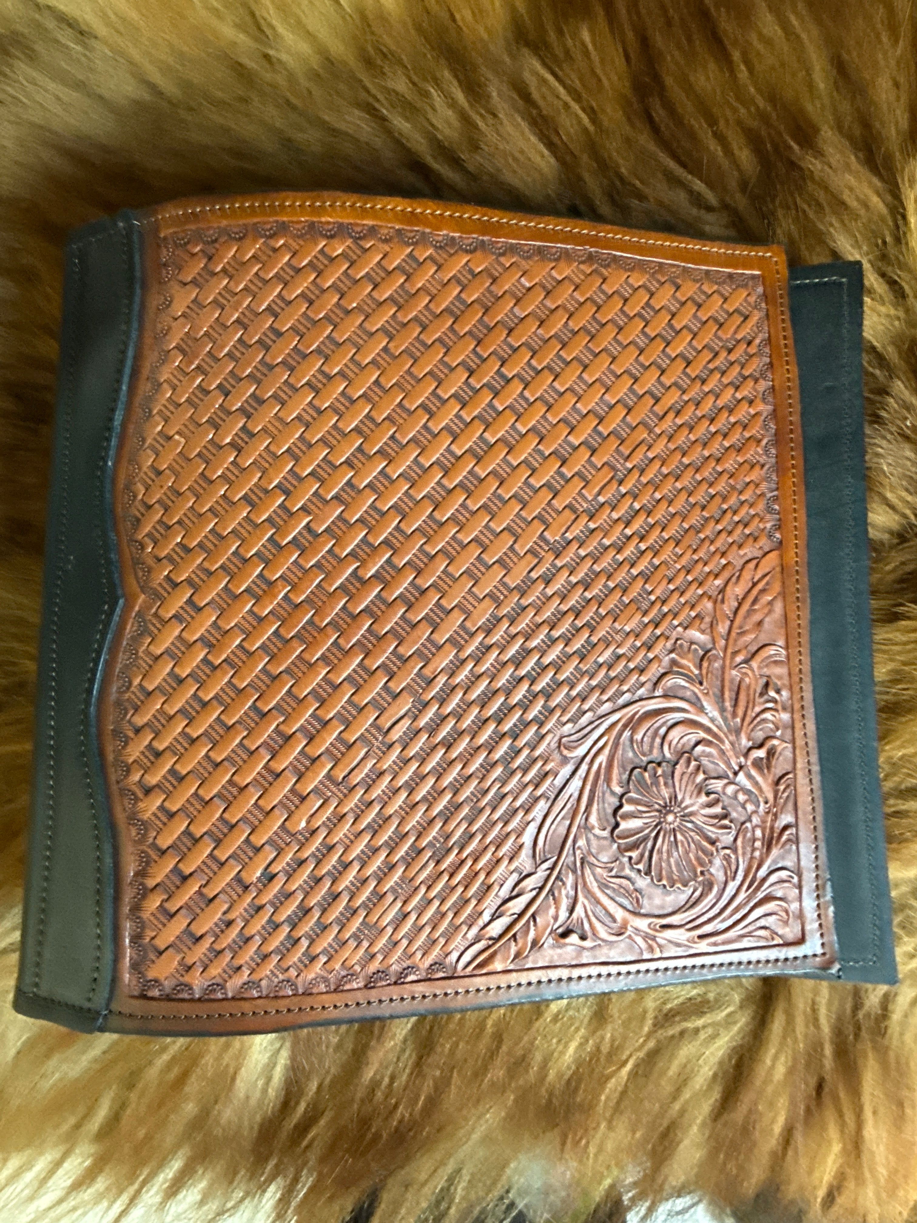 Tooled leather Three ring binder