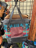 Leather and wool tote bag